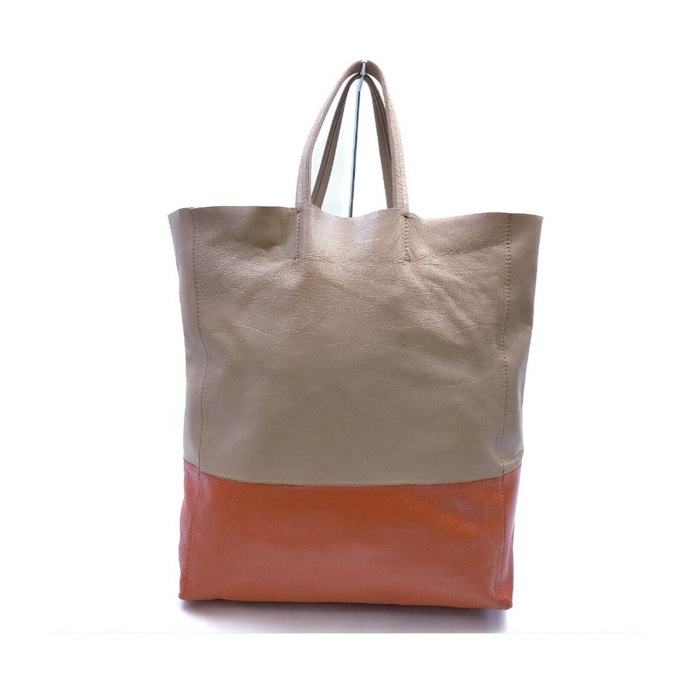 authentic Celine Shopping bag Vertical bicolor, taupe and b - Picture 2 of 16